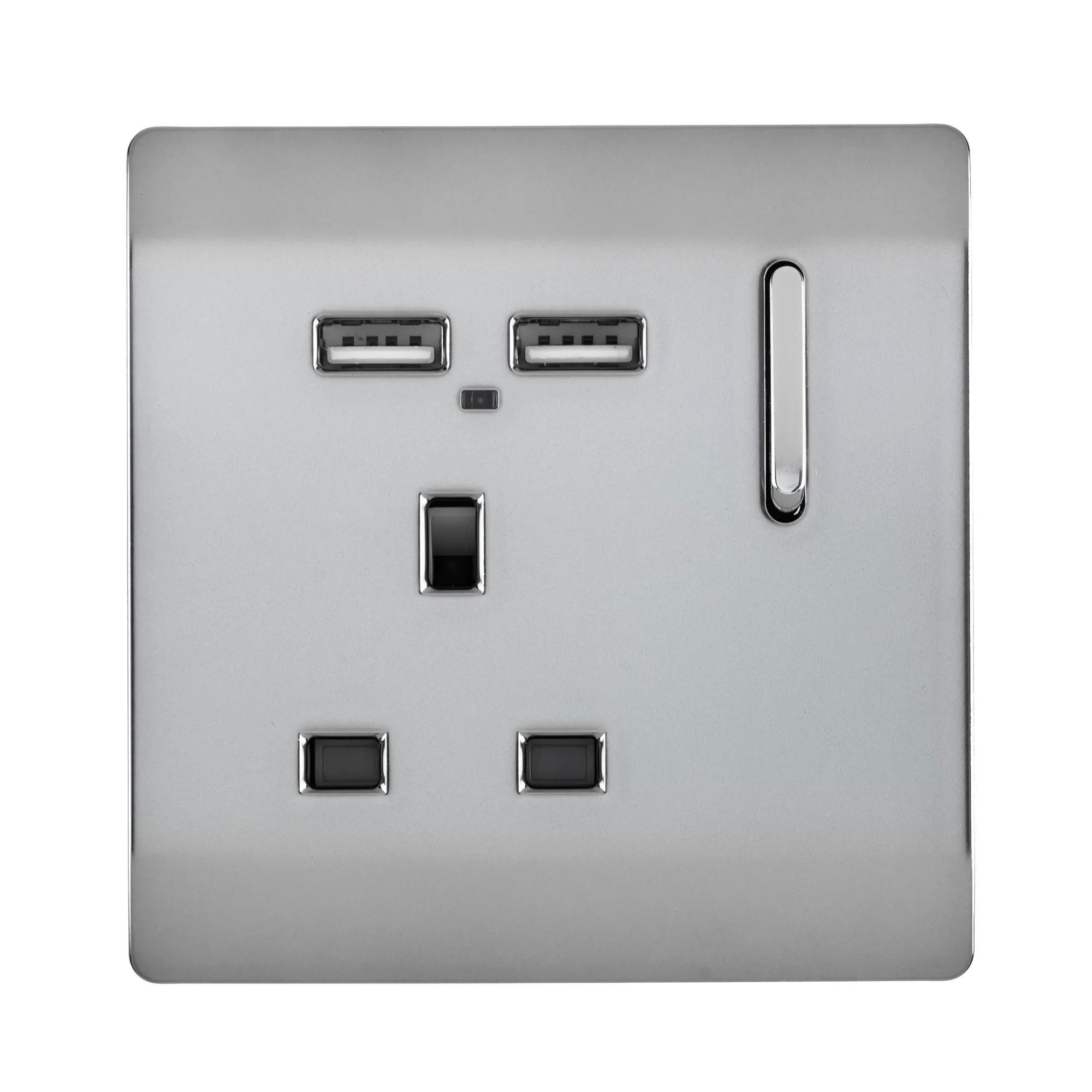 ART-SKT13USBBS  1 Gang 13Amp Switched Single Socket With 2 x USB Brushed Steel